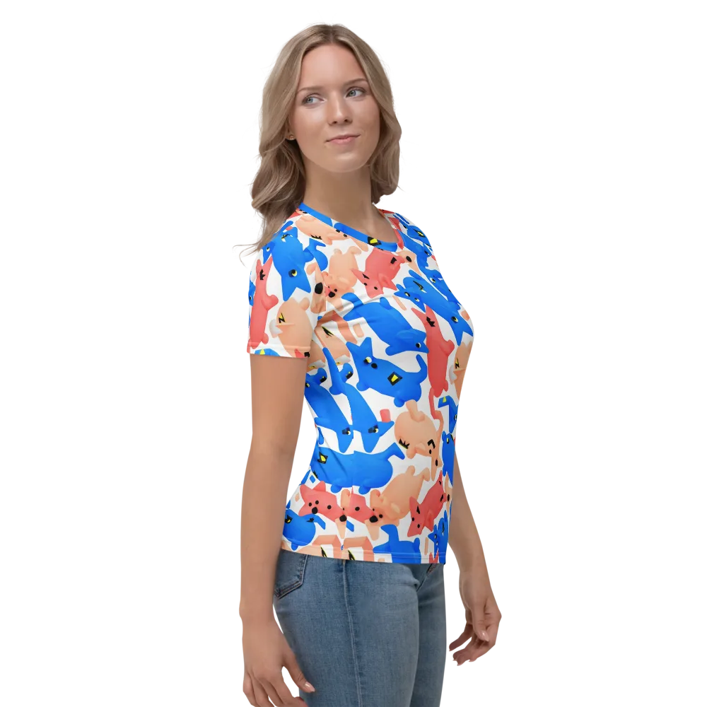 Blue Zoo Parade on Women's Crew Neck T-Shirt — Right