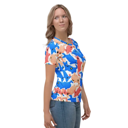 Blue Zoo Parade on a Women's Crew Neck T-Shirt