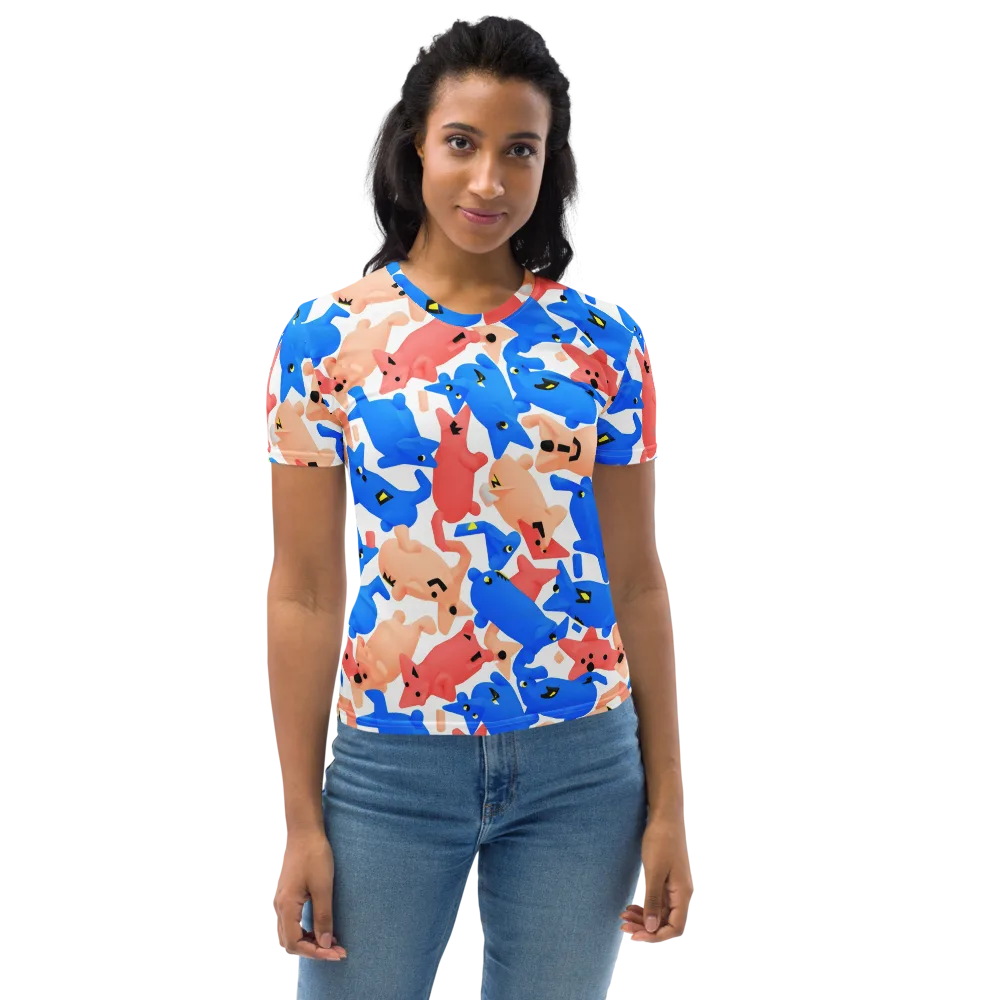 Blue Zoo Parade on Women's Crew Neck T-Shirt — Front