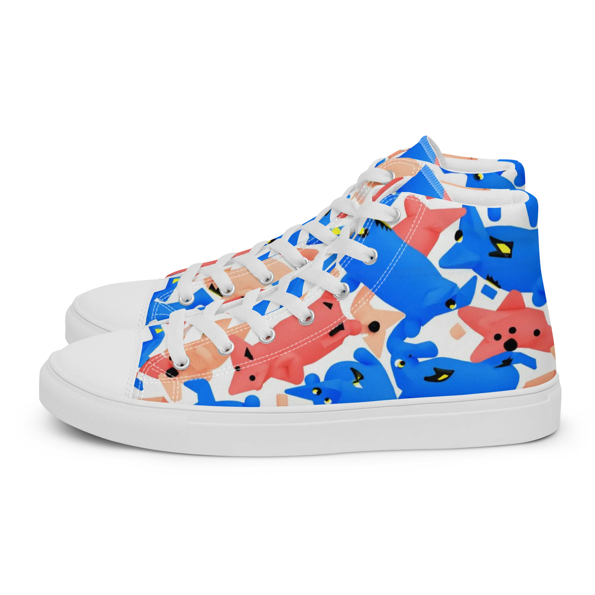 Blue Zoo Parade on Women's High Top Canvas Shoes — Left