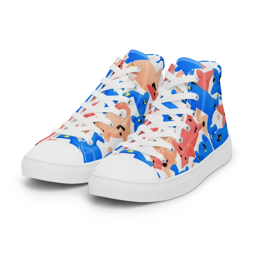 Blue Zoo Parade on a Women's High Top Canvas Shoes