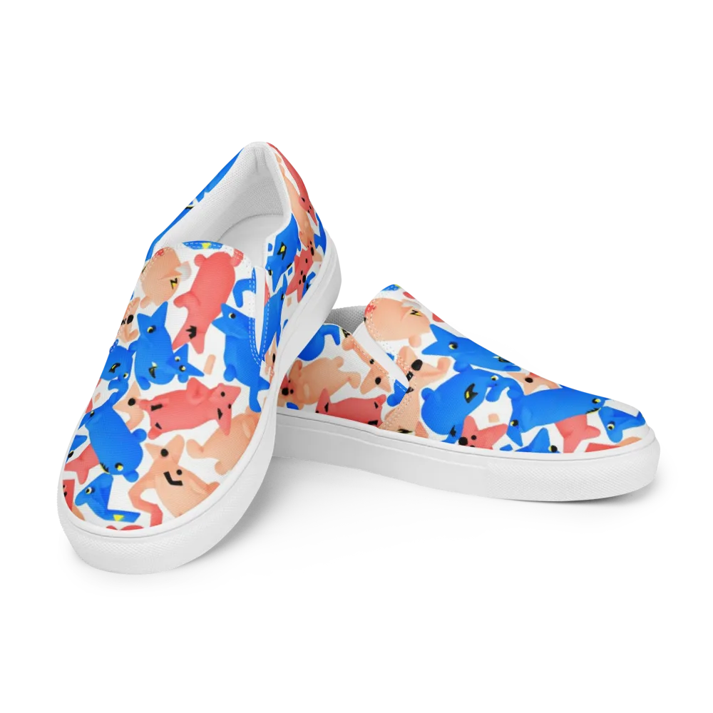 Blue Zoo Parade on Men's Slip-On Canvas Shoes — Left Front