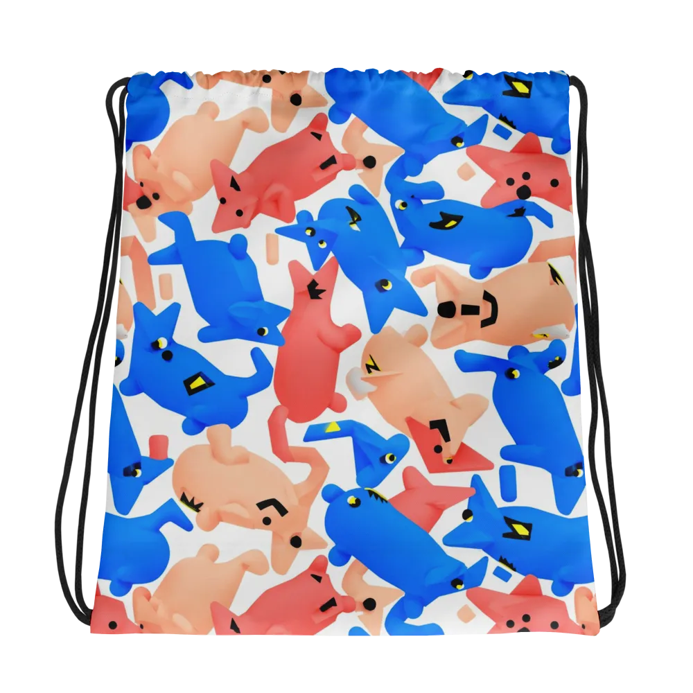 Blue Zoo Parade on Drawstring Bag — Photo