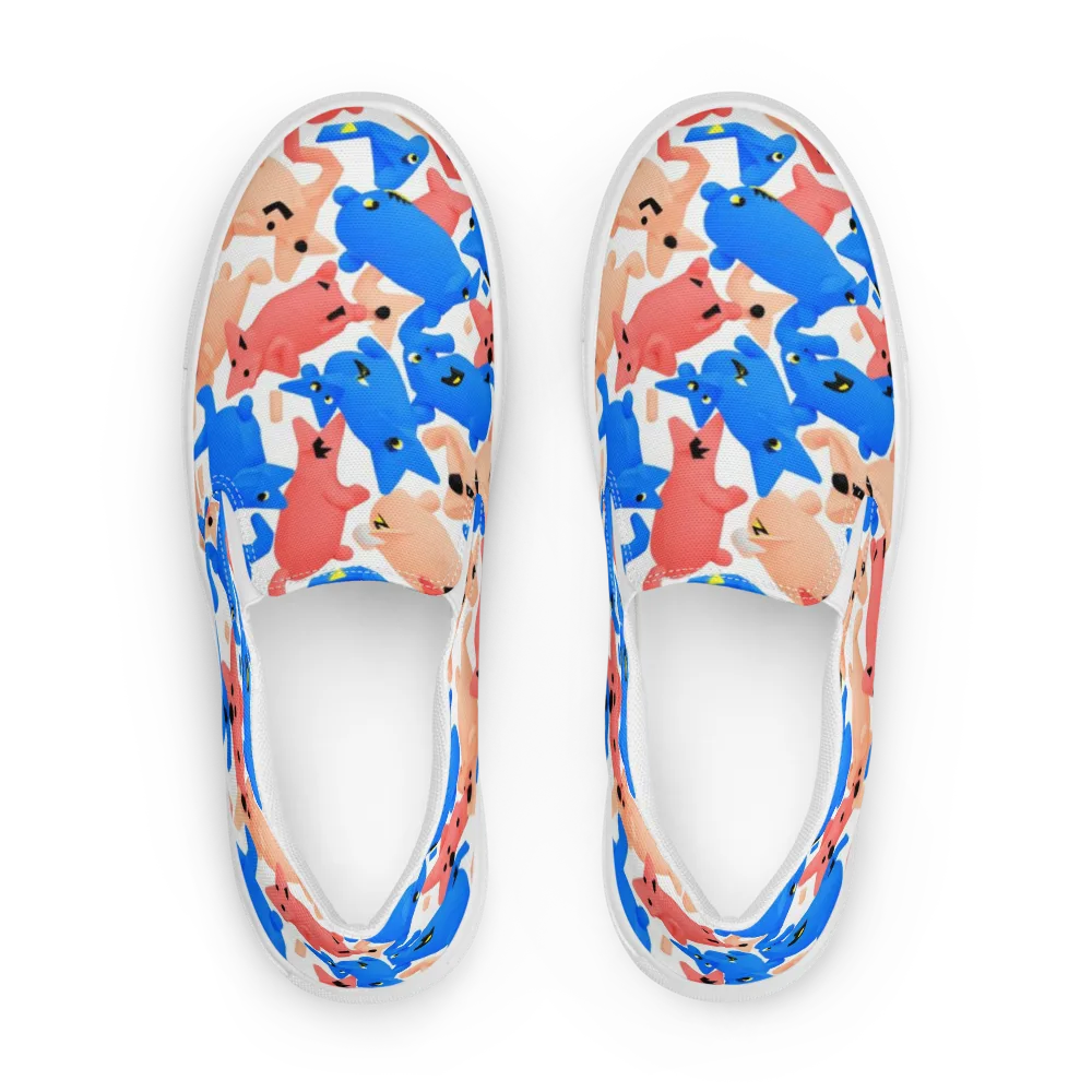 Blue Zoo Parade on Women's Slip-On Canvas Shoes — Front