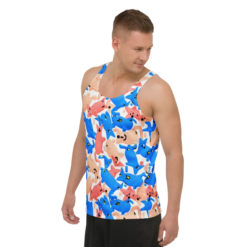 Blue Zoo Parade on Men's Tank Top — Left Front