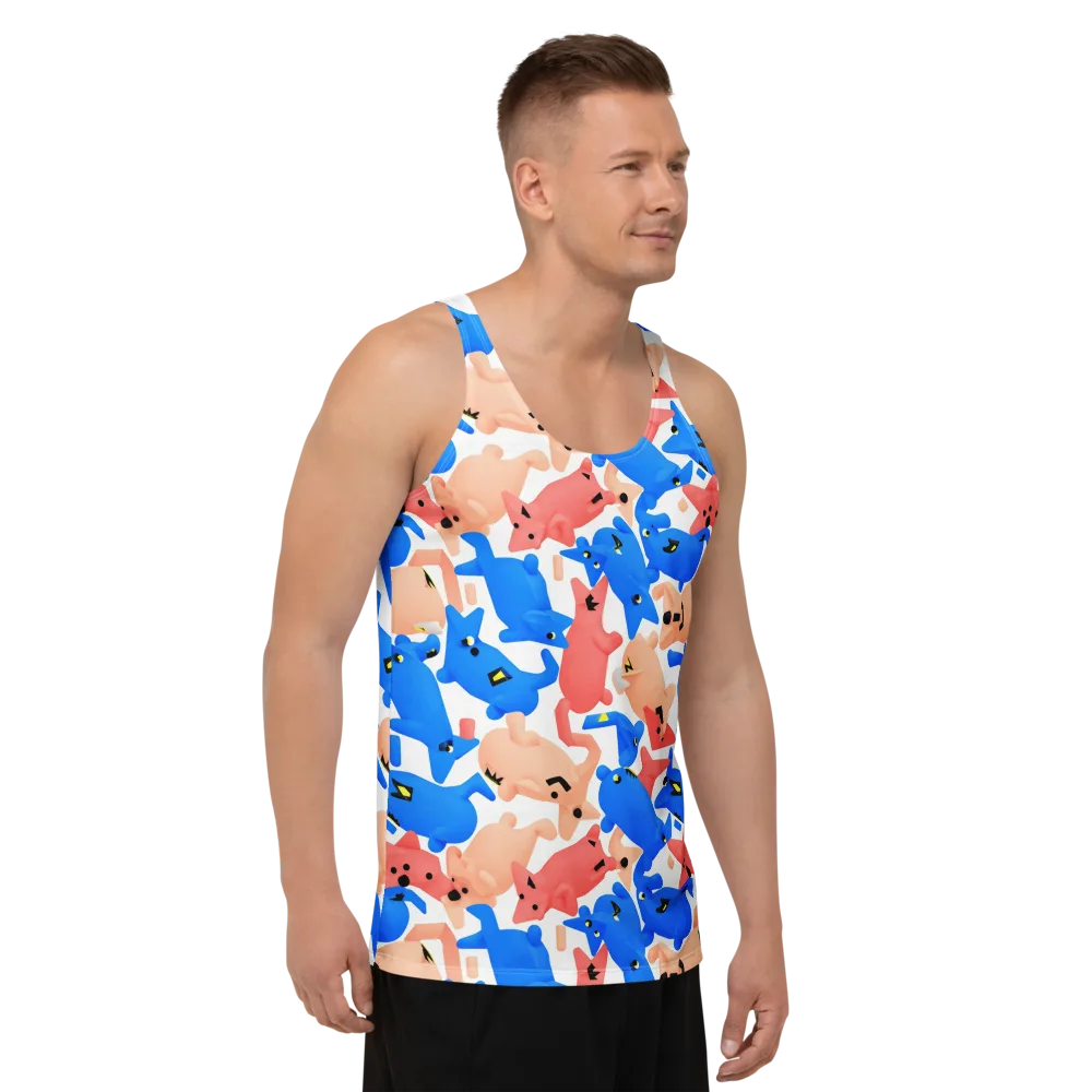 Blue Zoo Parade on Men's Tank Top — Right Front