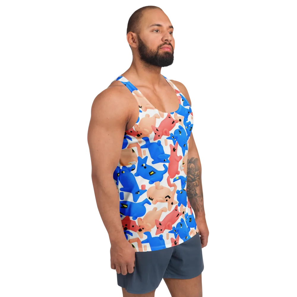 Blue Zoo Parade on Men's Tank Top — Right Front