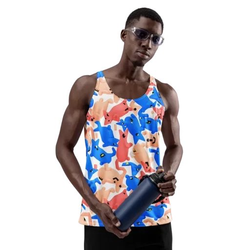 Blue Zoo Parade on a Men's Tank Top