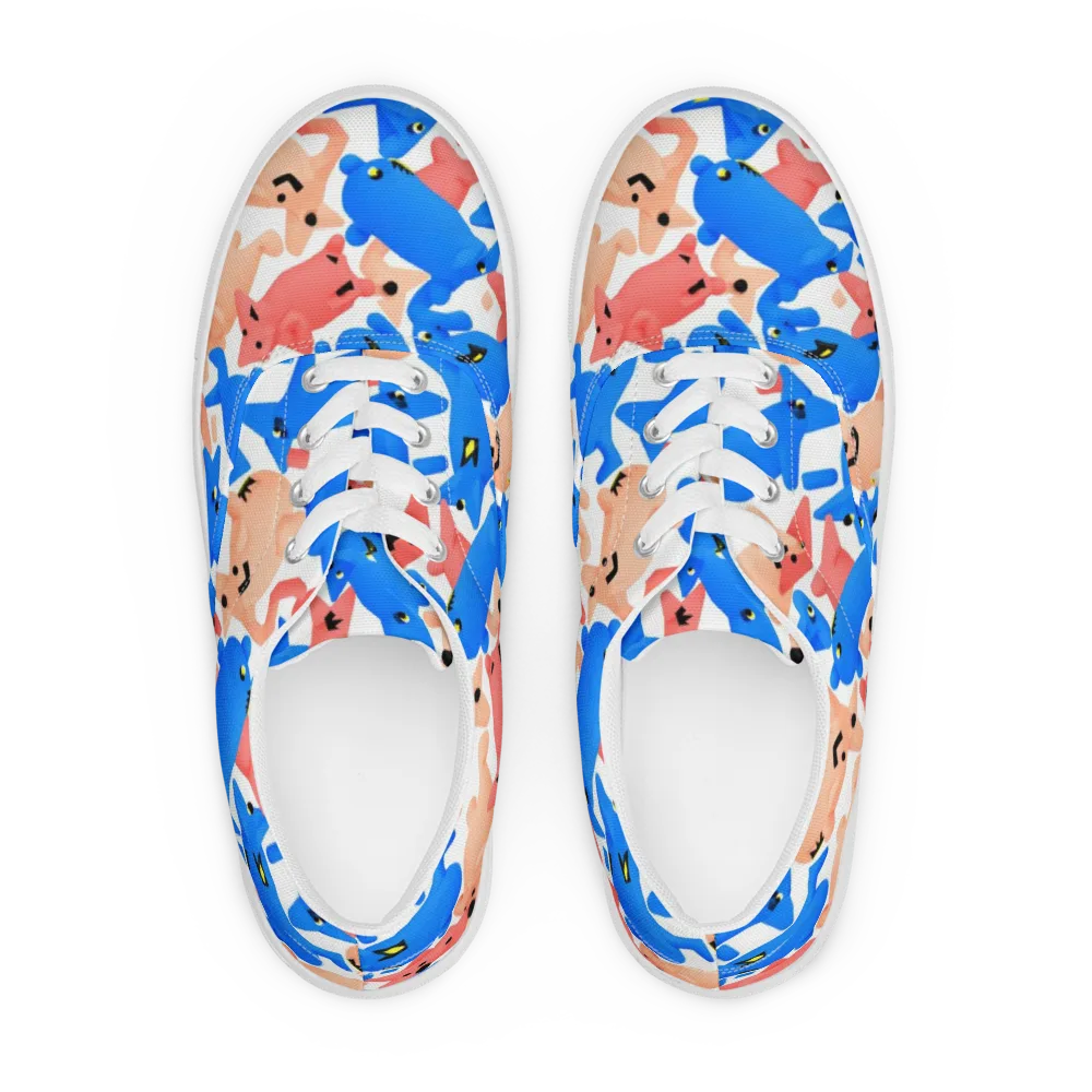 Blue Zoo Parade on Men's Lace-Up Canvas Shoes — Front