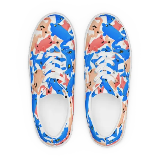 Blue Zoo Parade on a Men's Lace-Up Canvas Shoes