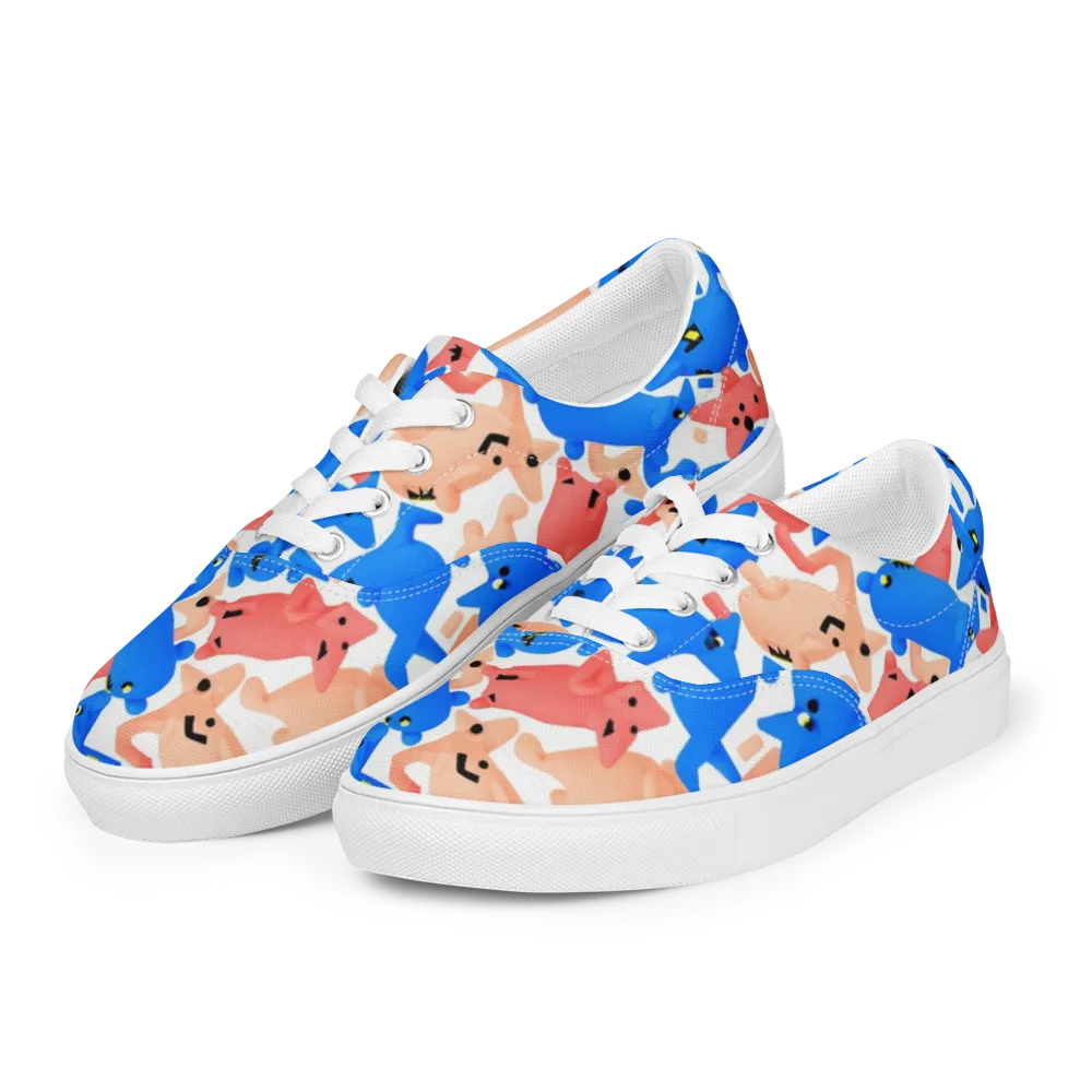 Blue Zoo Parade on Men's Lace-Up Canvas Shoes — Left Front