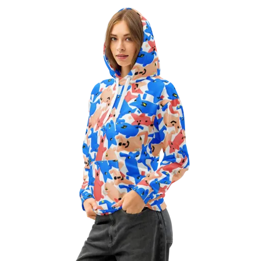 Blue Zoo Parade on a Cotton Hoodie