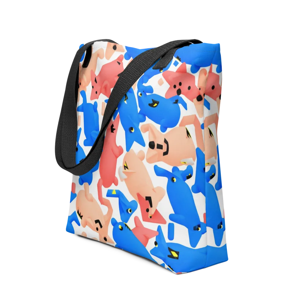 Blue Zoo Parade on Tote Bag — Front