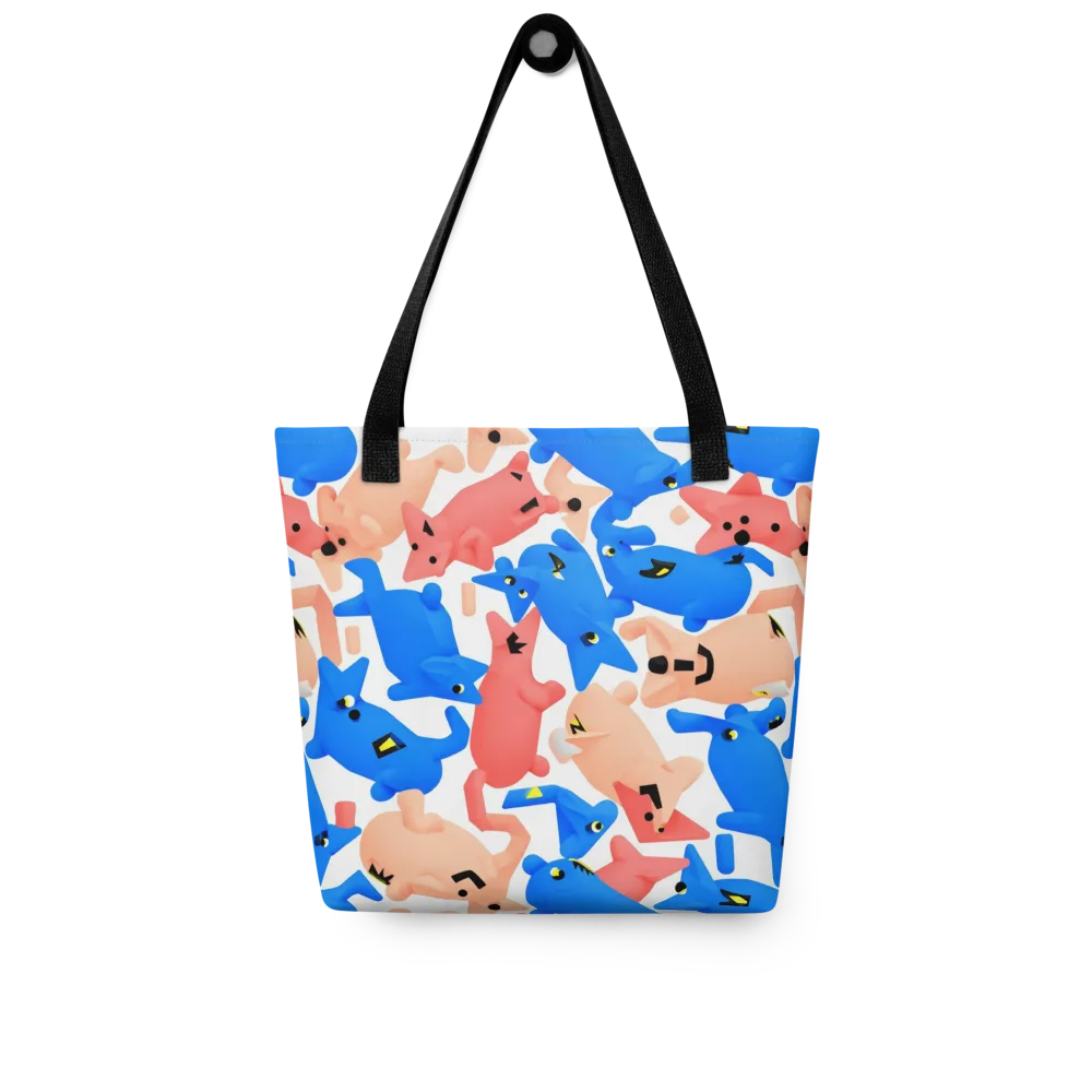 Blue Zoo Parade on Tote Bag — Front