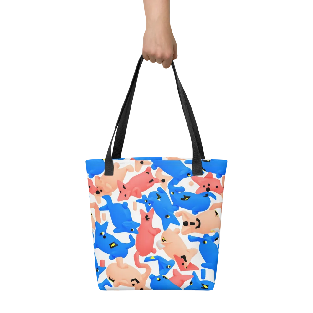 Blue Zoo Parade on Tote Bag — Front