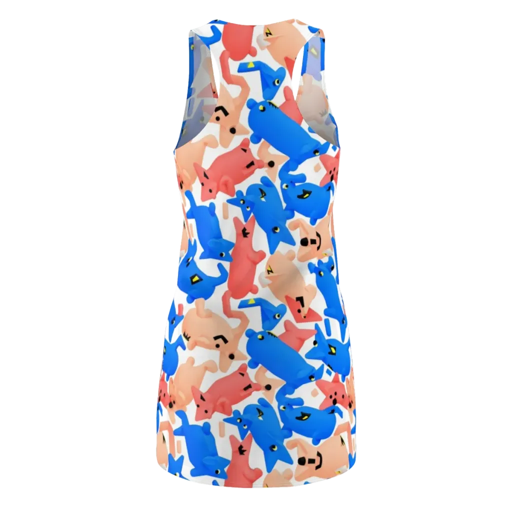Blue Zoo Parade on Racerback Dress — Back