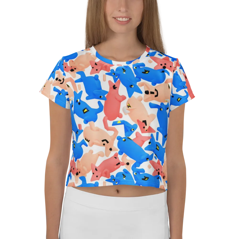 Blue Zoo Parade on Crop Tee — Front
