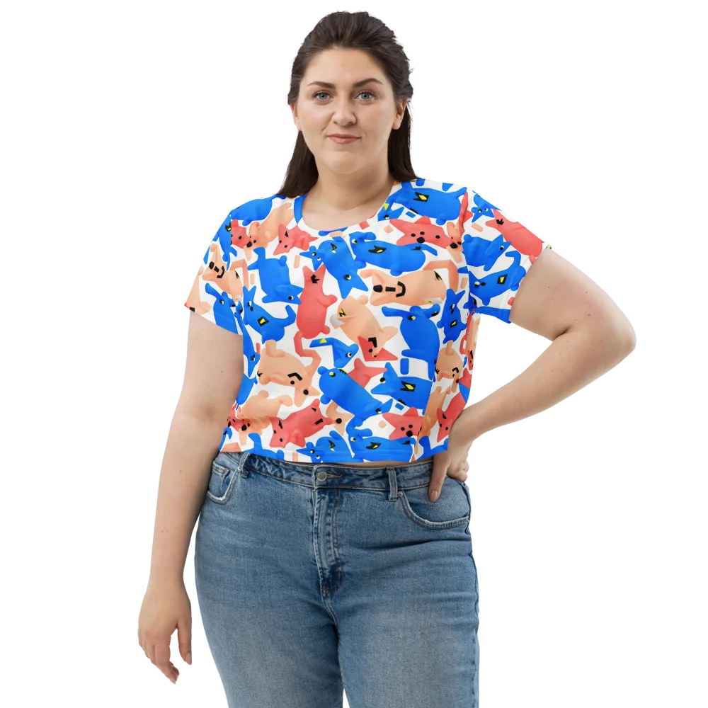 Blue Zoo Parade on Crop Tee — Front