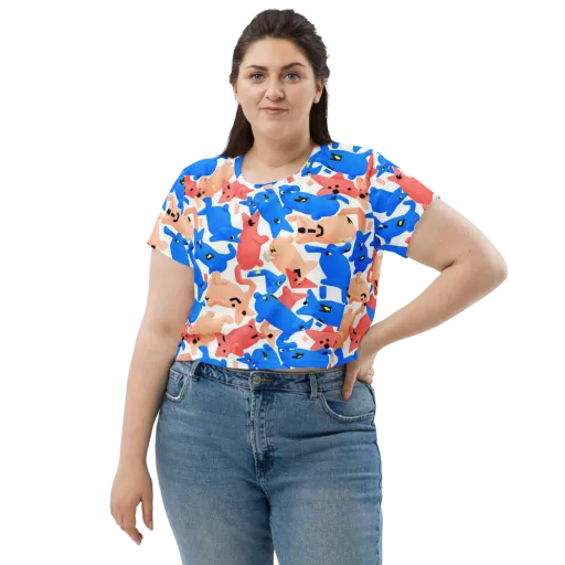 Blue Zoo Parade on a Crop Tee