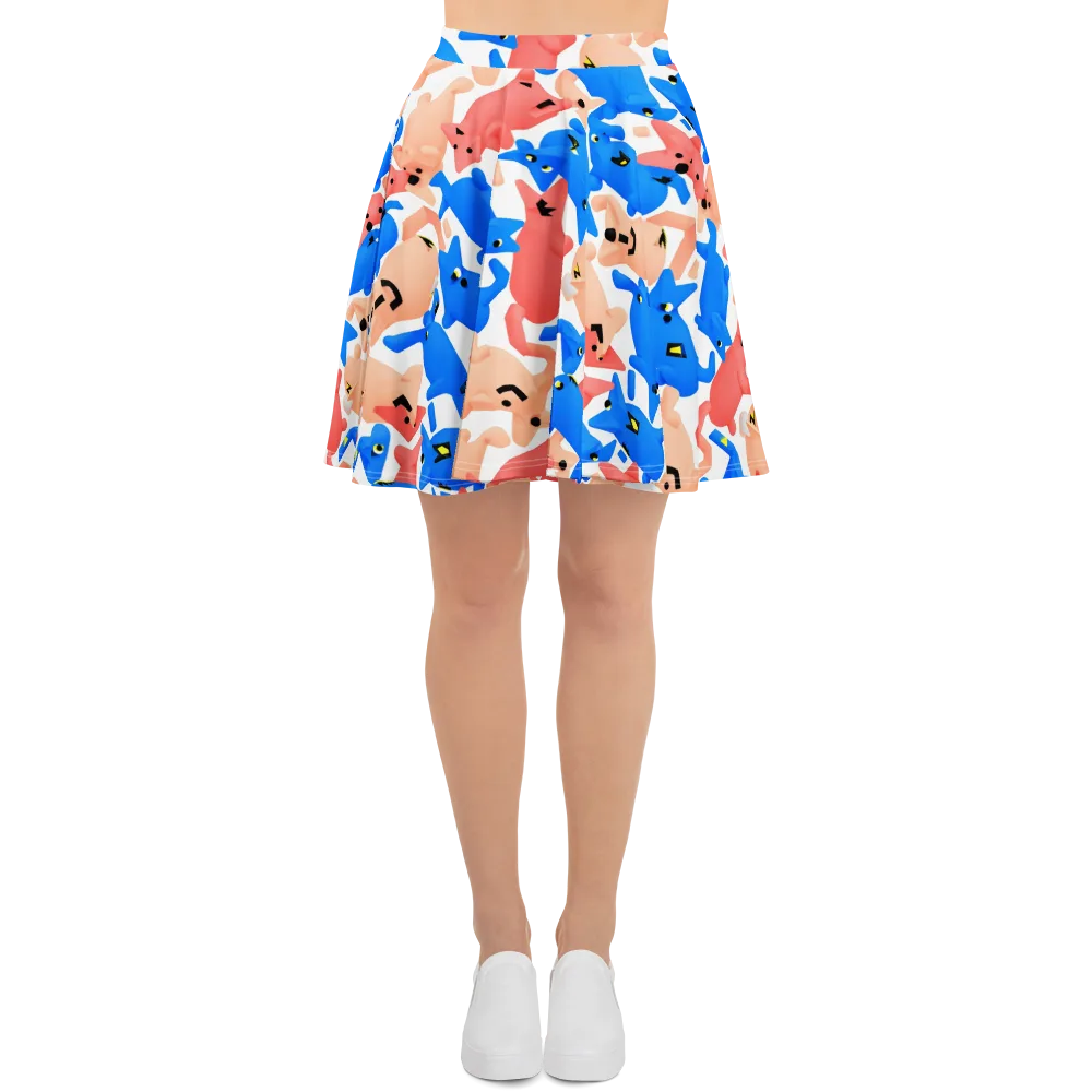 Blue Zoo Parade on Skater Skirt — Front