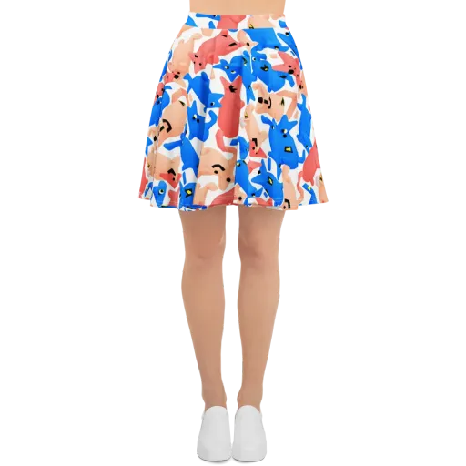 Blue Zoo Parade on a Skater Skirt