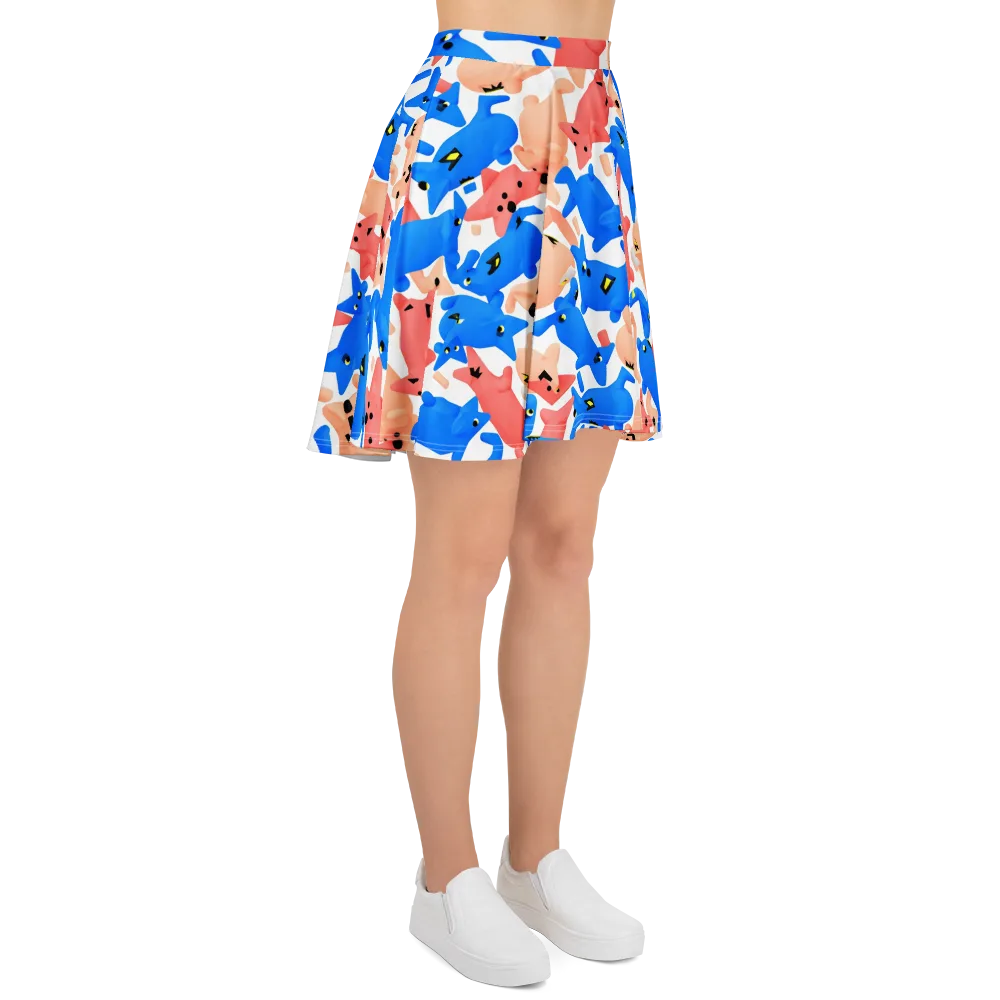 Blue Zoo Parade on Skater Skirt — Right