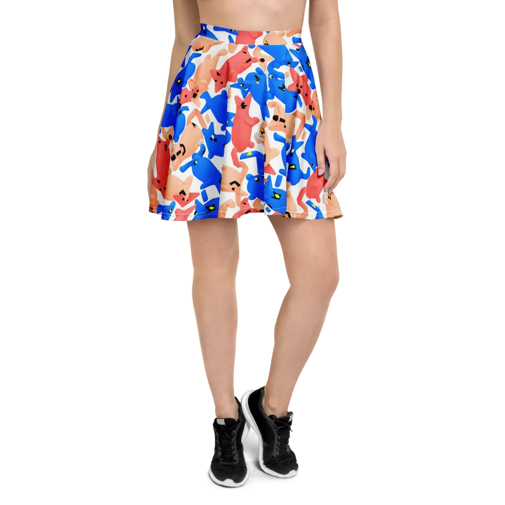 Blue Zoo Parade on Skater Skirt — Front