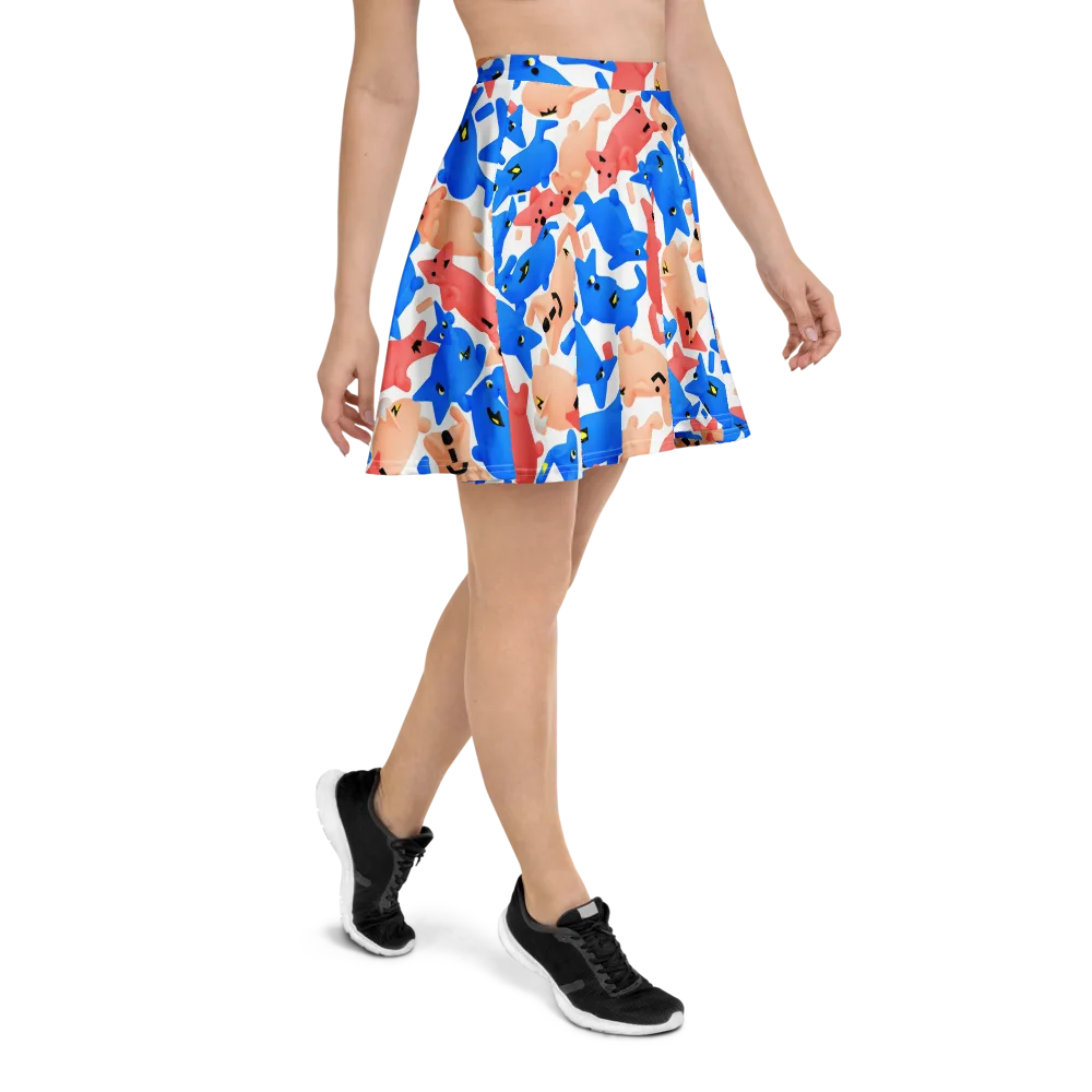 Blue Zoo Parade on Skater Skirt — Right