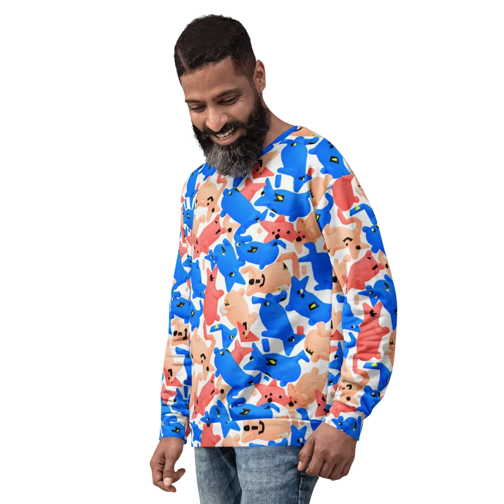 Blue Zoo Parade on Sweatshirt — Left Front