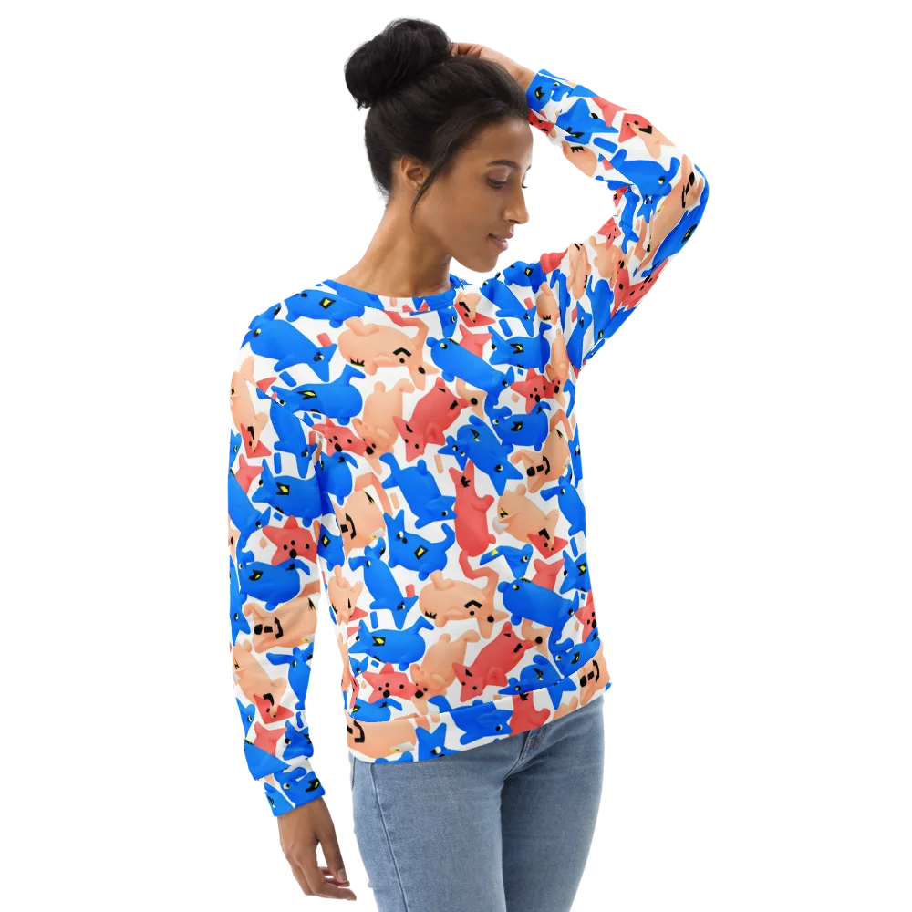 Blue Zoo Parade on Sweatshirt — Right Front