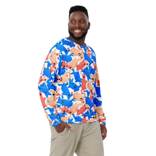 Blue Zoo Parade on a Sweatshirt
