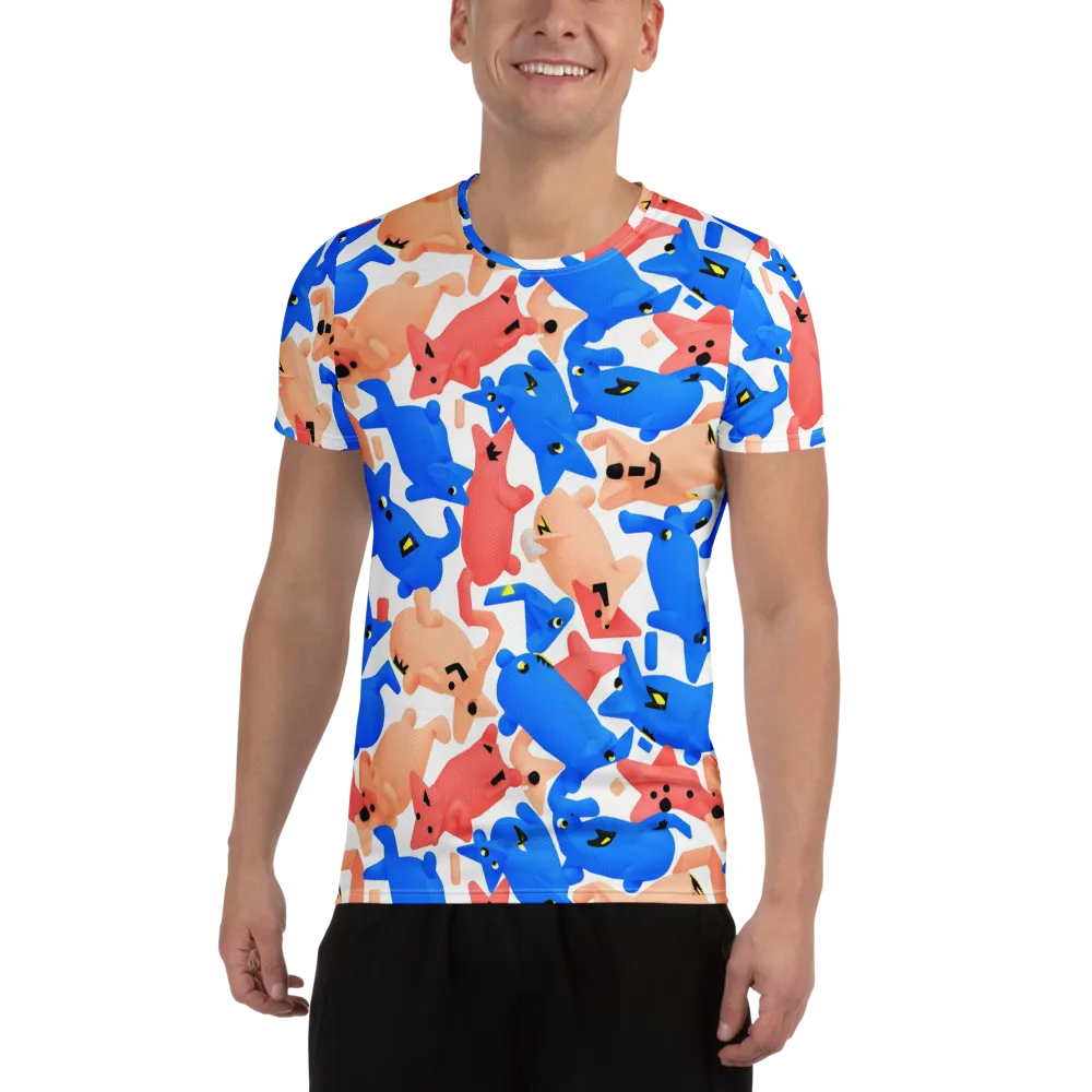 Blue Zoo Parade on Men's Athletic T-Shirt — Front