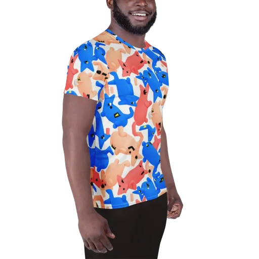 Blue Zoo Parade on a Men's Athletic T-Shirt