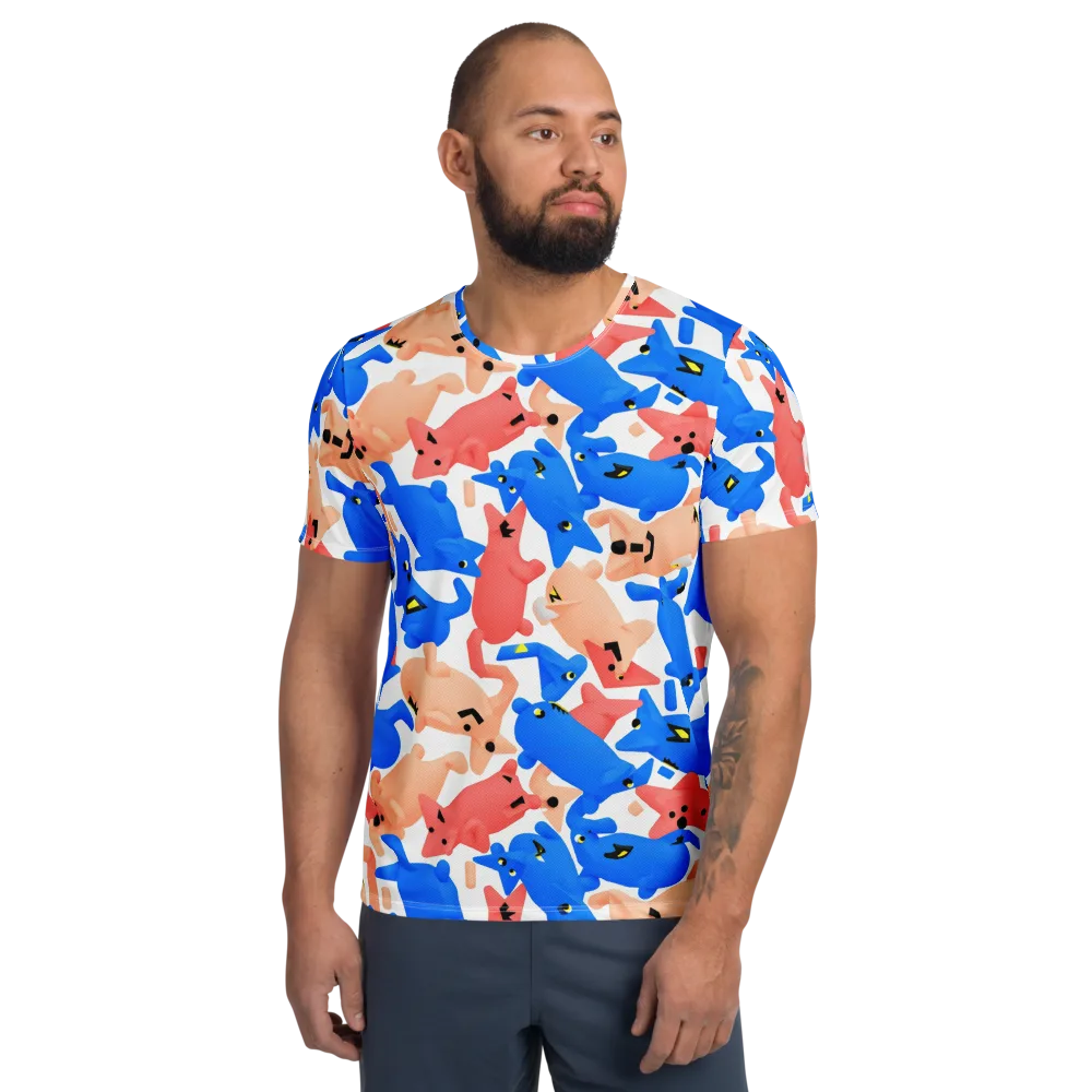 Blue Zoo Parade on Men's Athletic T-Shirt — Front