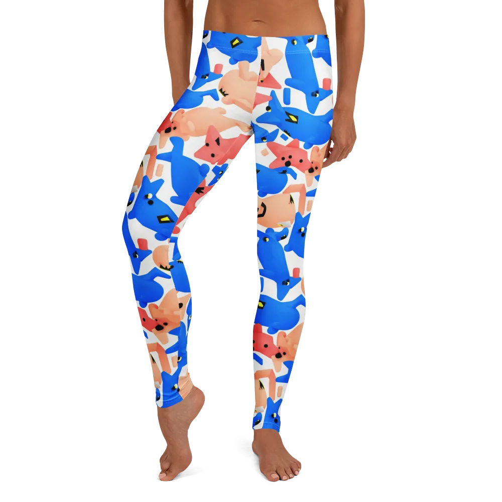 Blue Zoo Parade on Leggings — Front