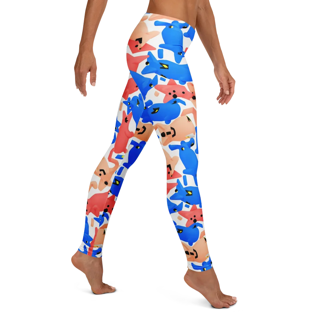 Blue Zoo Parade on Leggings — Right