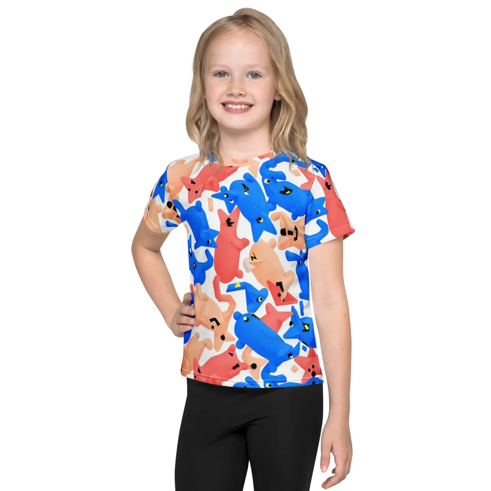 Blue Zoo Parade on Kids Crew Neck T-Shirt — Front