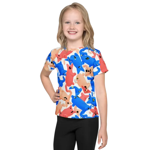 Blue Zoo Parade on a Kids Crew Neck T-Shirt