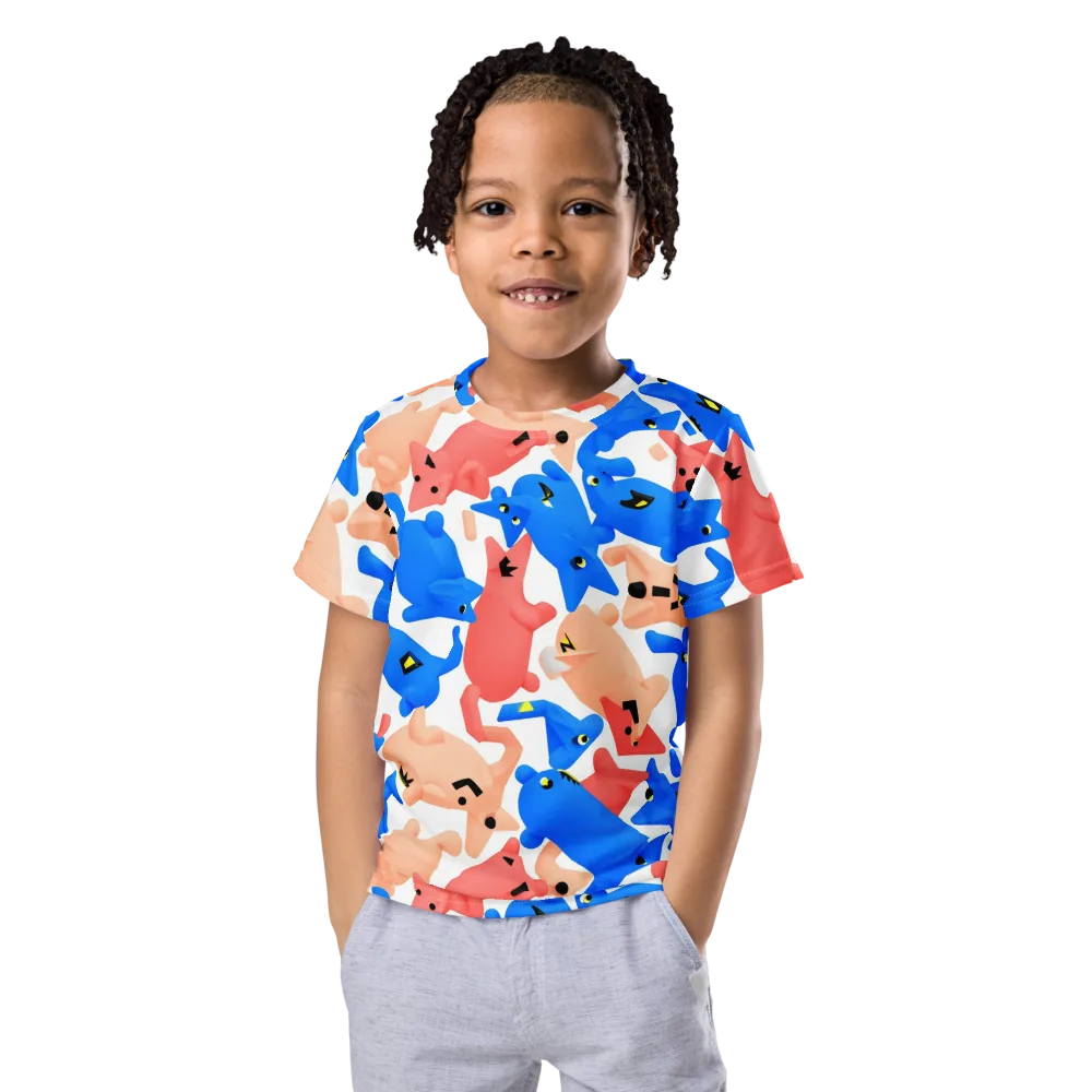 Blue Zoo Parade on Kids Crew Neck T-Shirt — Front