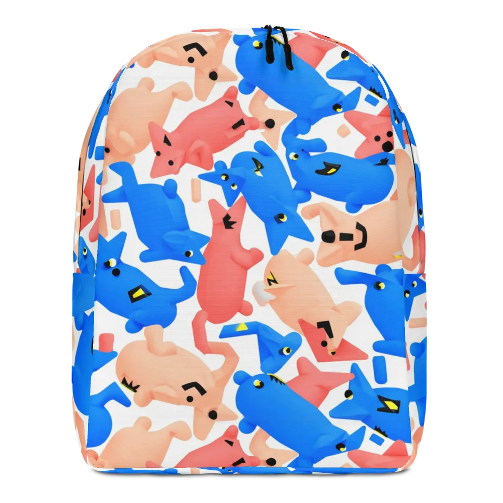 Blue Zoo Parade on Minimalist Backpack — Front