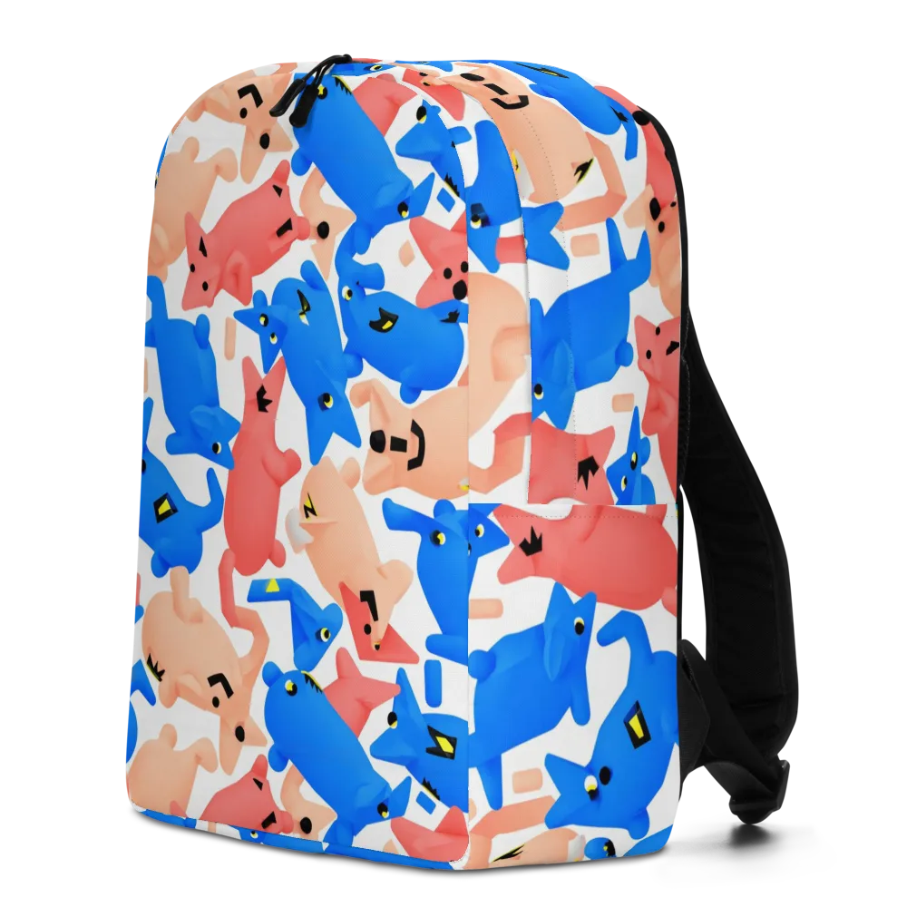 Blue Zoo Parade on Minimalist Backpack — Left
