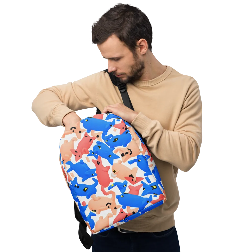 Blue Zoo Parade on Minimalist Backpack — Front
