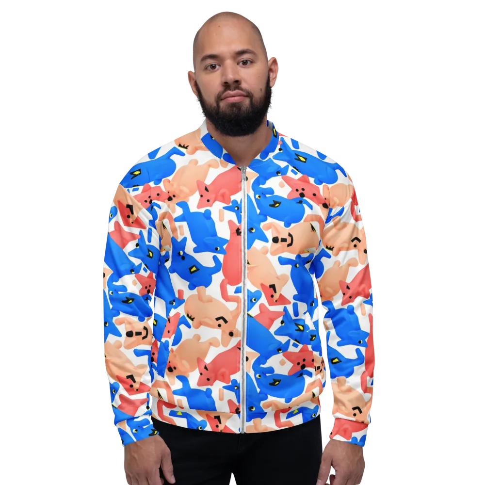 Blue Zoo Parade on Bomber Jacket — Front