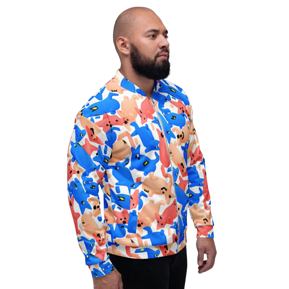 Blue Zoo Parade on Bomber Jacket — Right
