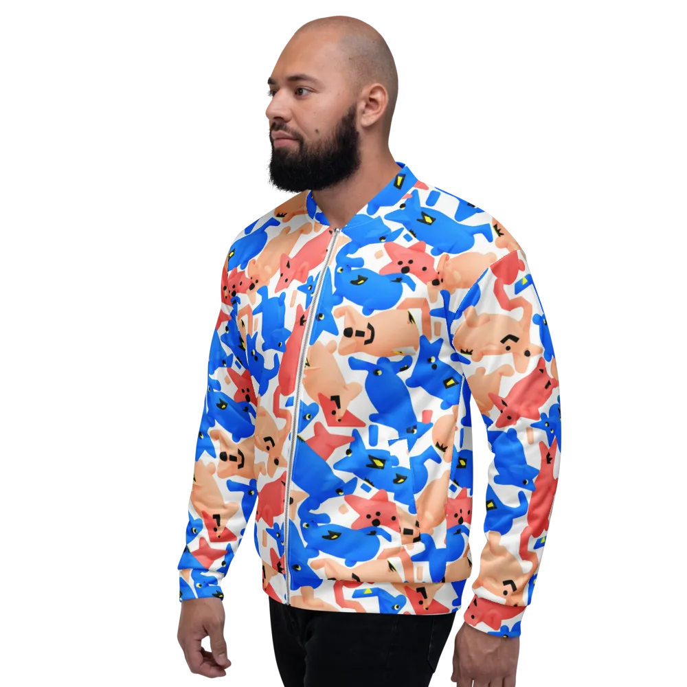 Blue Zoo Parade on Bomber Jacket — Left