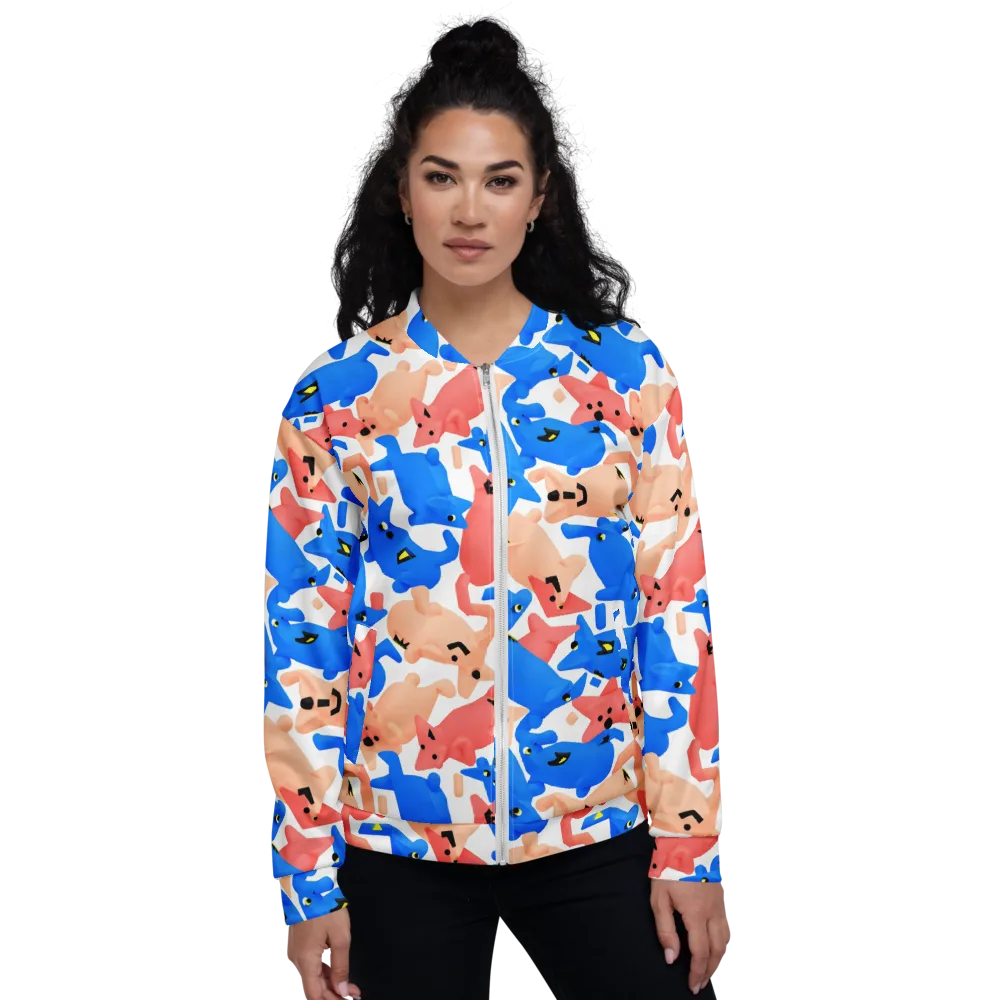 Blue Zoo Parade on Bomber Jacket — Front