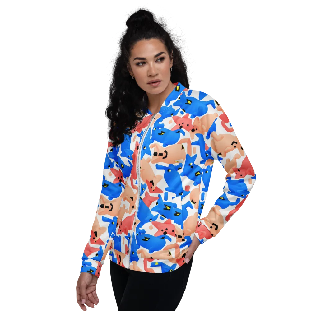 Blue Zoo Parade on Bomber Jacket — Left