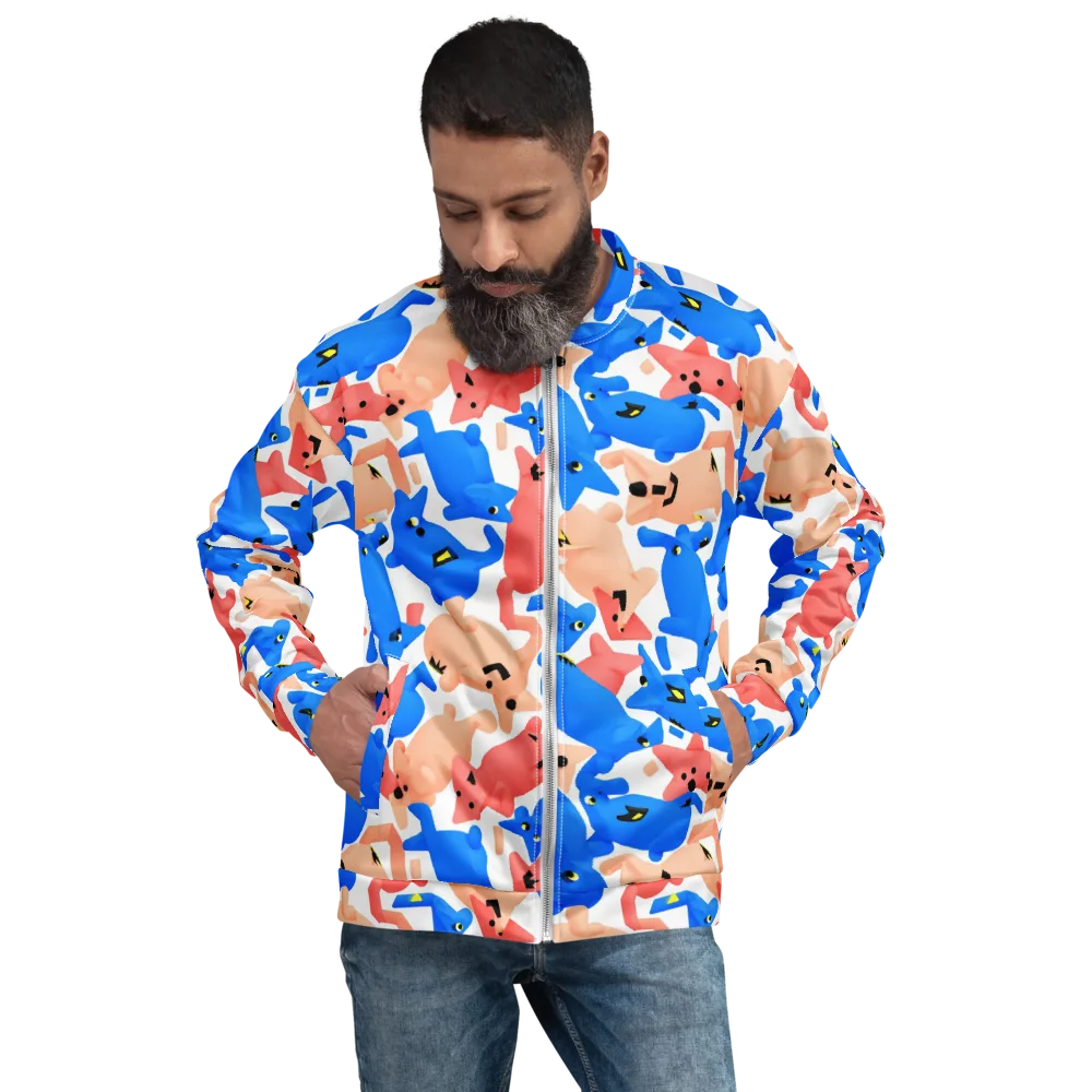 Blue Zoo Parade on Bomber Jacket — Front