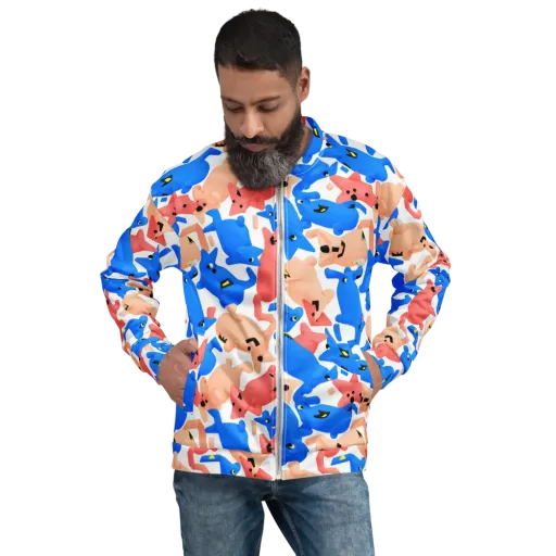 Blue Zoo Parade on a Bomber Jacket