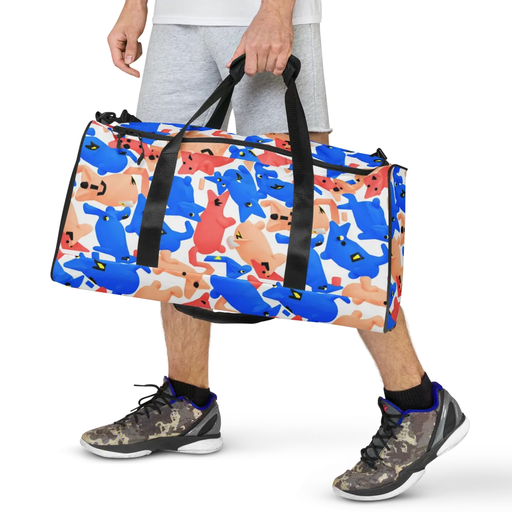 Blue Zoo Parade on Duffle Bag — Front